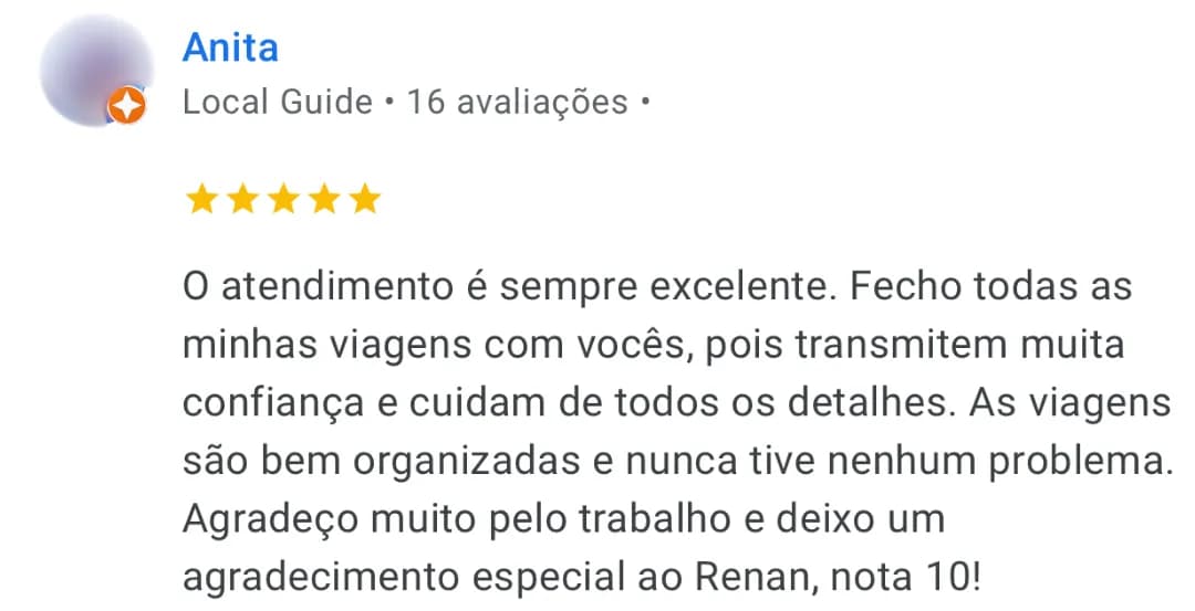 Depoimento de cliente Central Tour 1