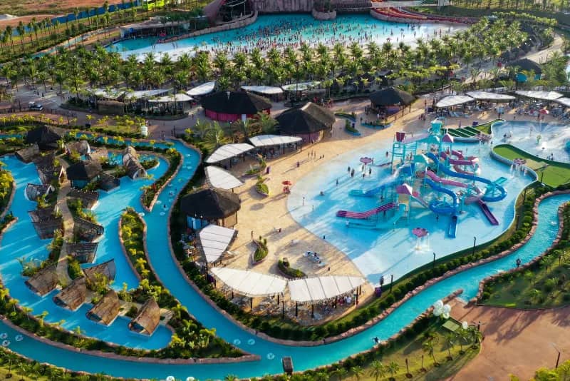 Foto aérea das piscinas no Acqualinda Andradina
